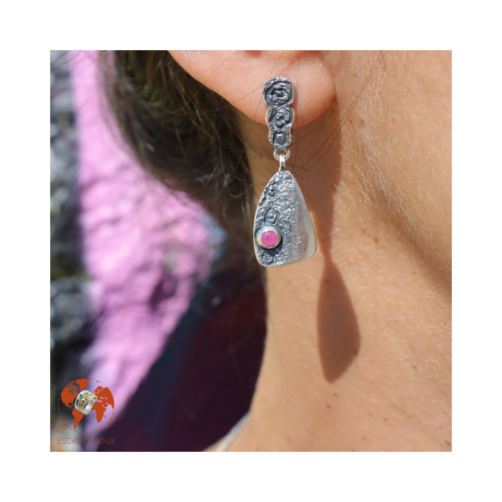 boucles d oreilles rubis argent
