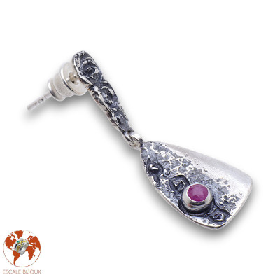 boucles d oreilles créateur argent rubis