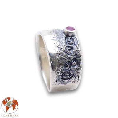 bague argent rubis rose