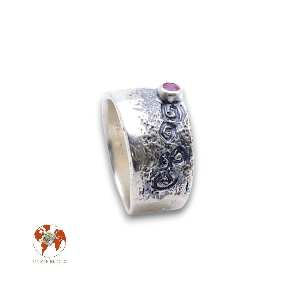 bague argent rubis rose