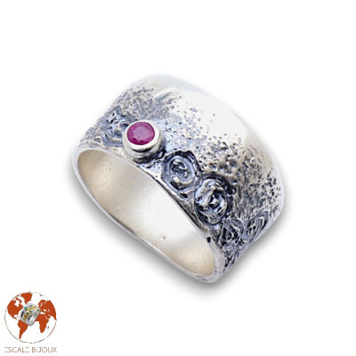bague argent rubis