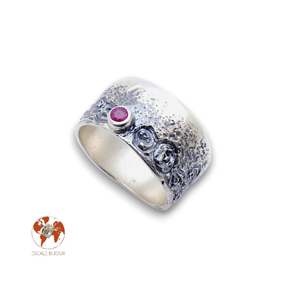 bague argent rubis