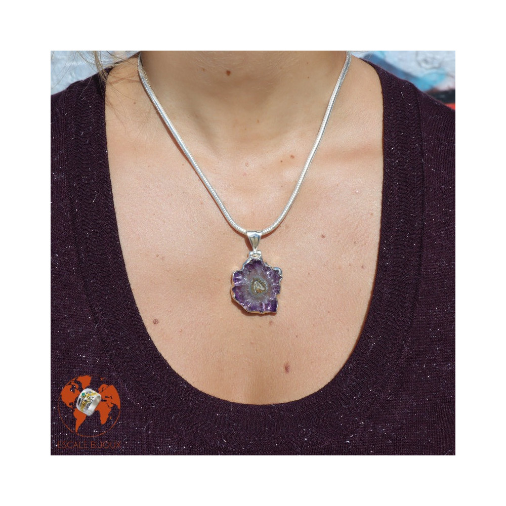pendentif argent avec améthyste