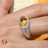 bague argent et citrine