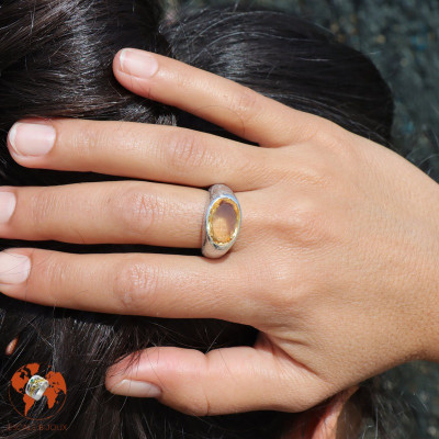 bague argent pierre jaune