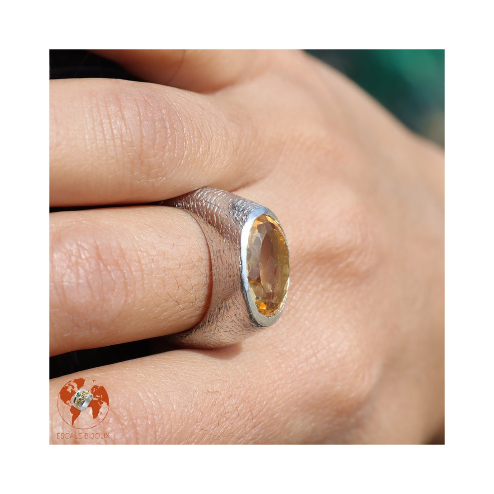 bague argent avec citrine