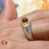 bague argent pierre jaune femme