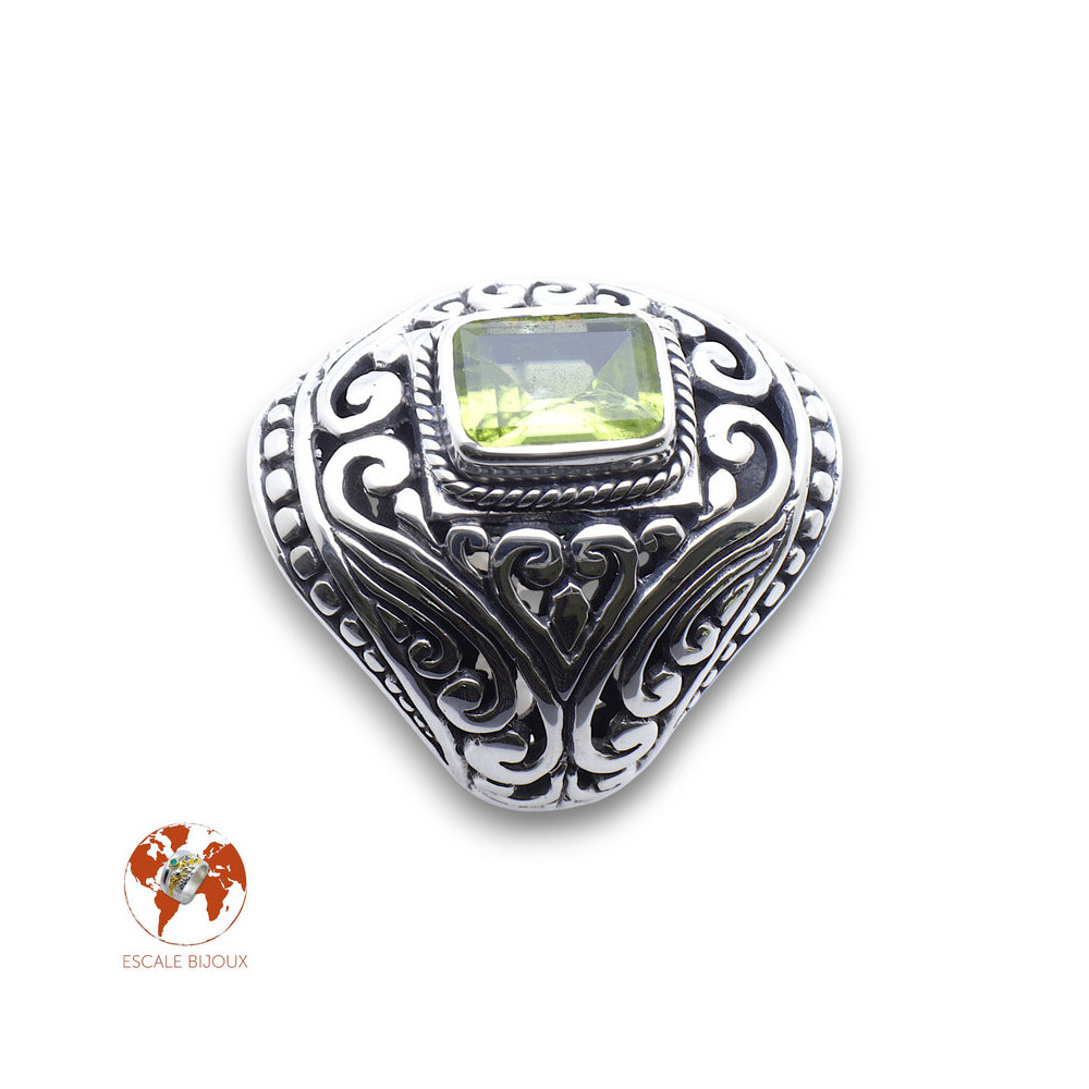 bague péridot argent