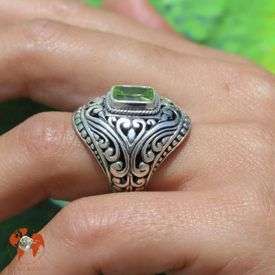 bague argent péridot