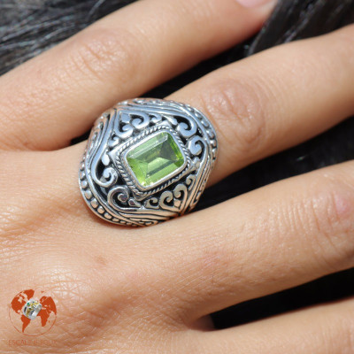 bague argent peridot