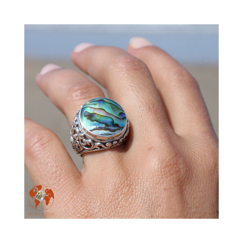 bague argent nacre abalone
