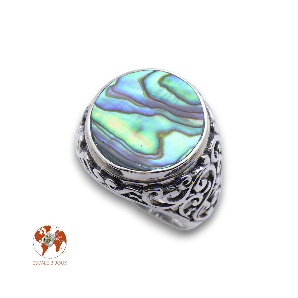 bague argent nacre abalone