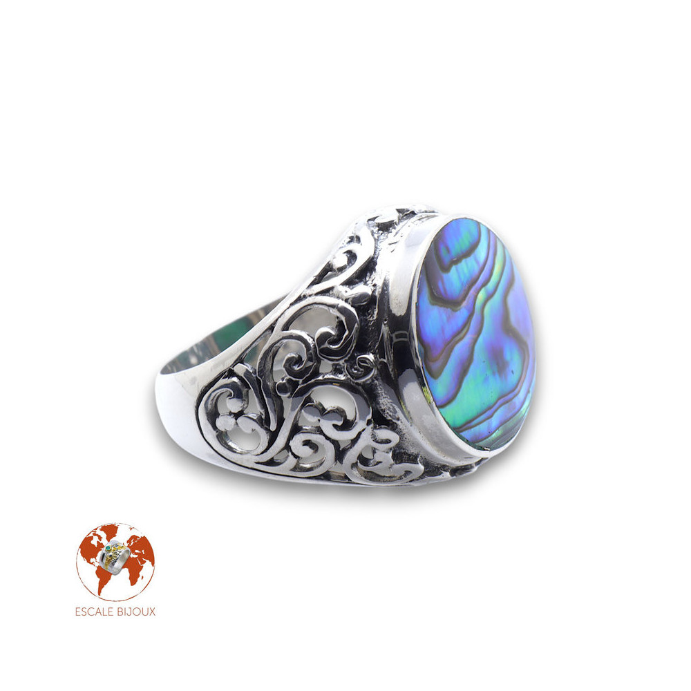 bague argent avec abalone