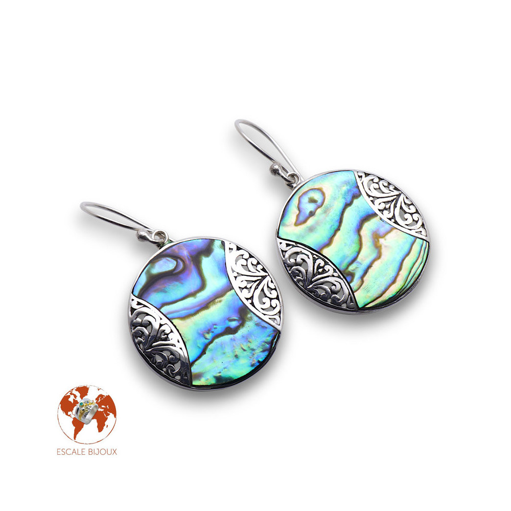 boucles d oreilles argent et abalone