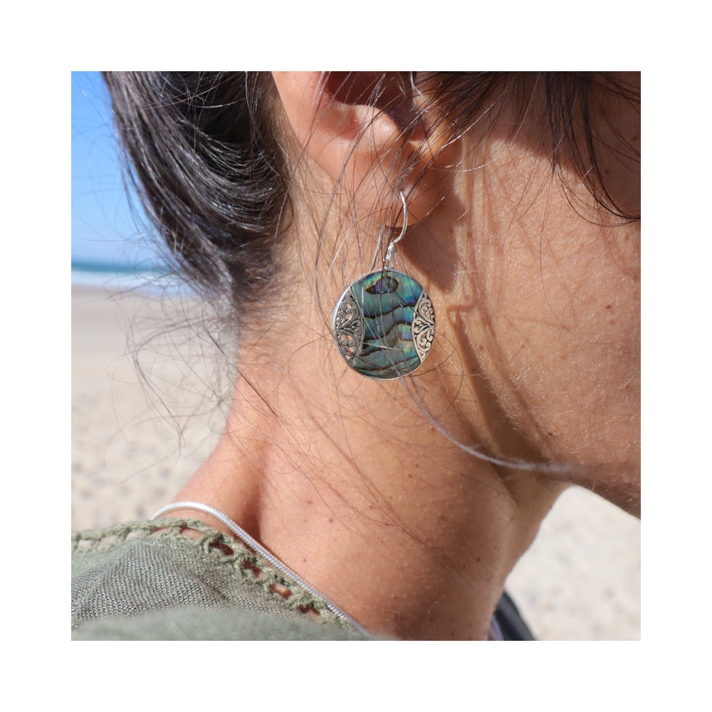 abalone boucles d oreilles argent