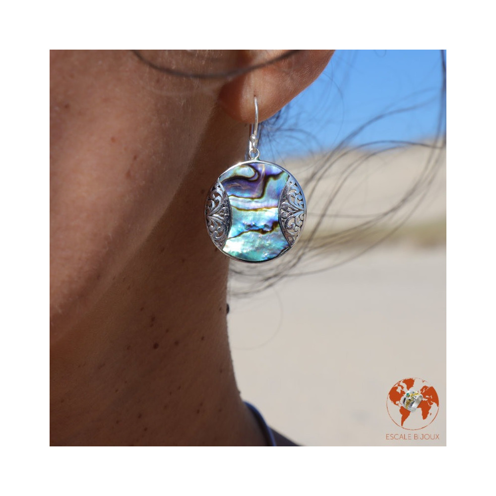 boucles d oreilles abalone argent