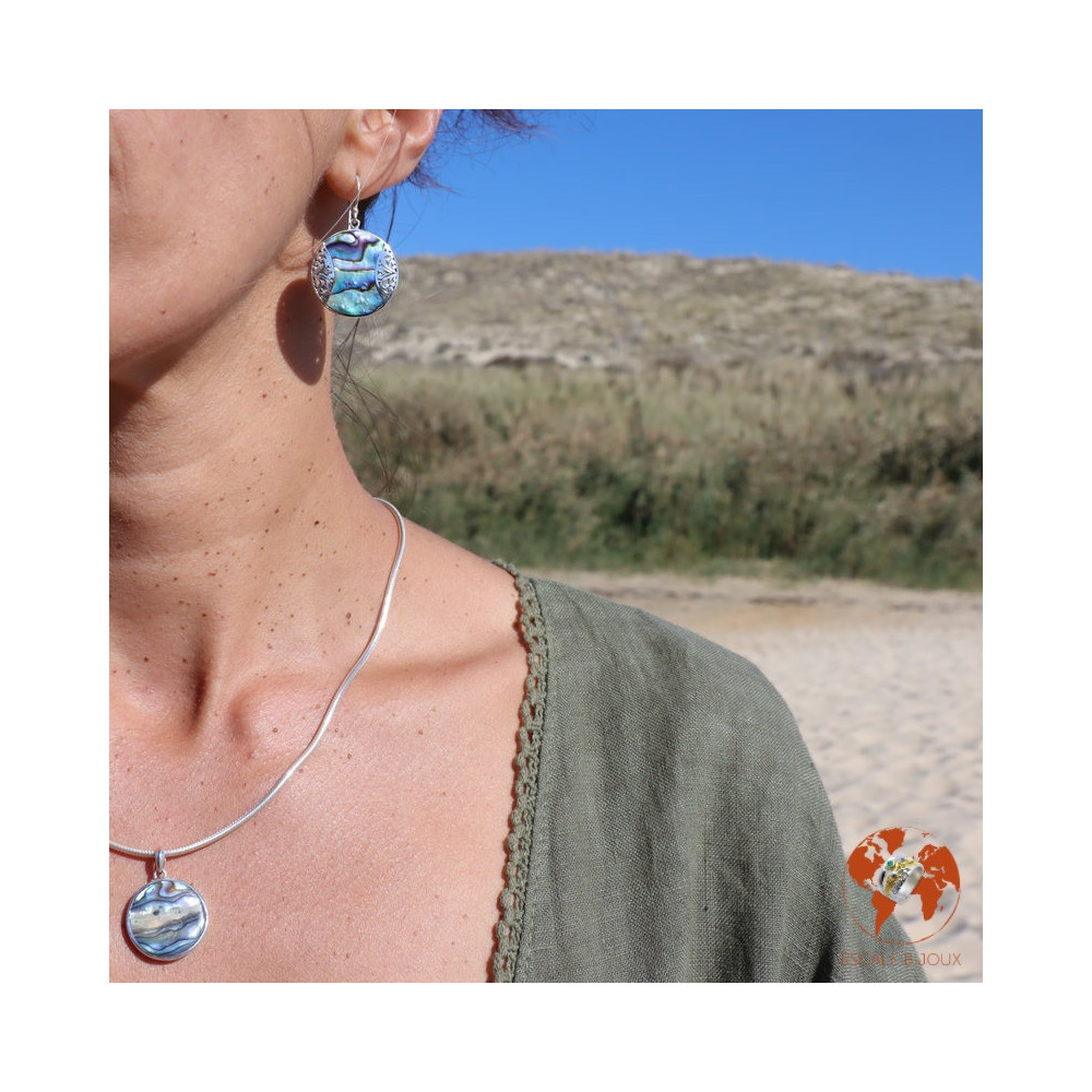 boucles d oreilles argent et abalone femme