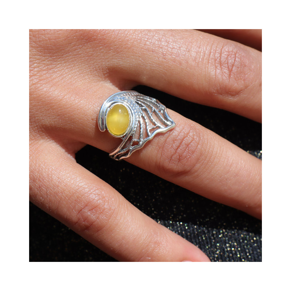 bague argent ambre femme
