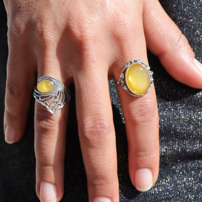 ambre jaune bague