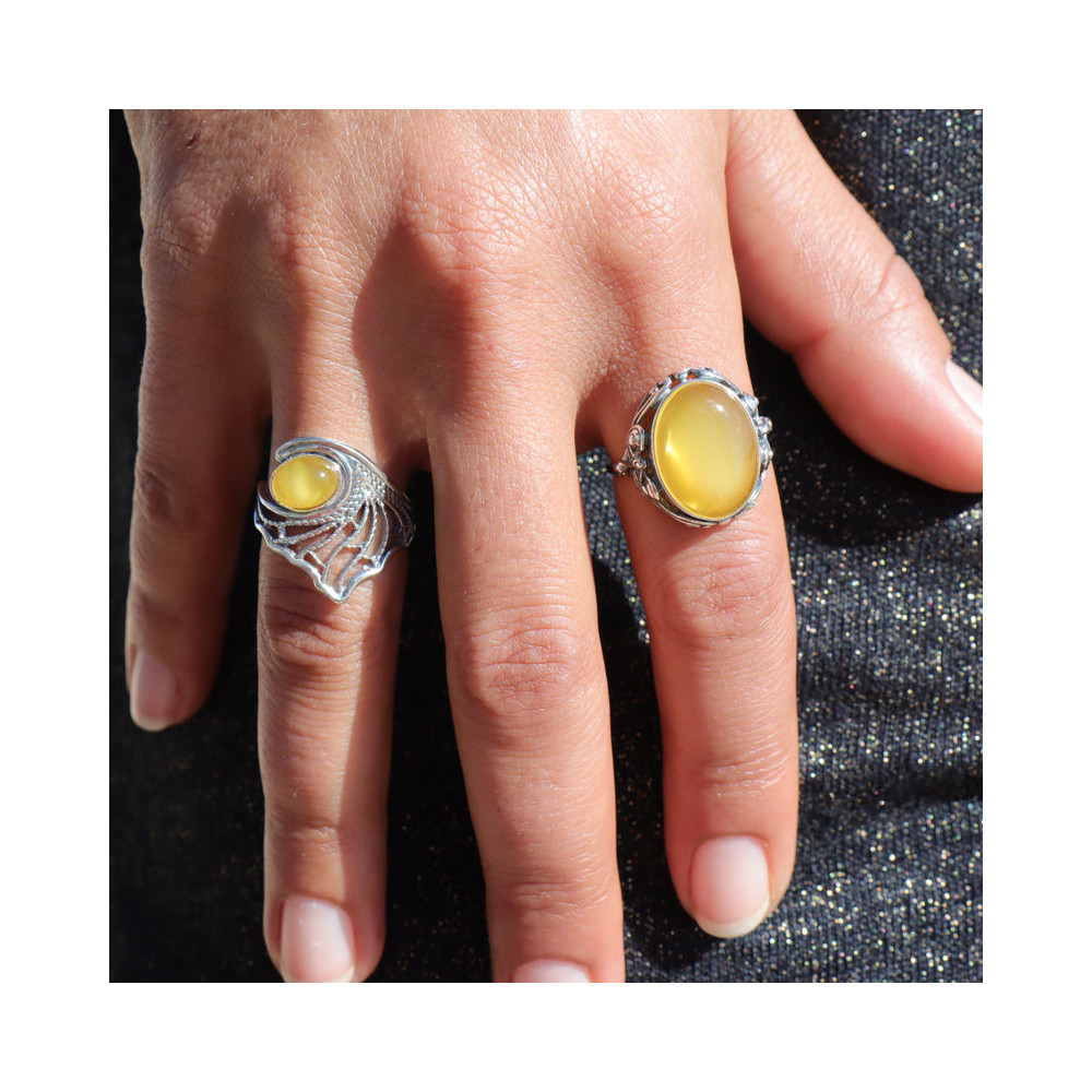 ambre jaune bague