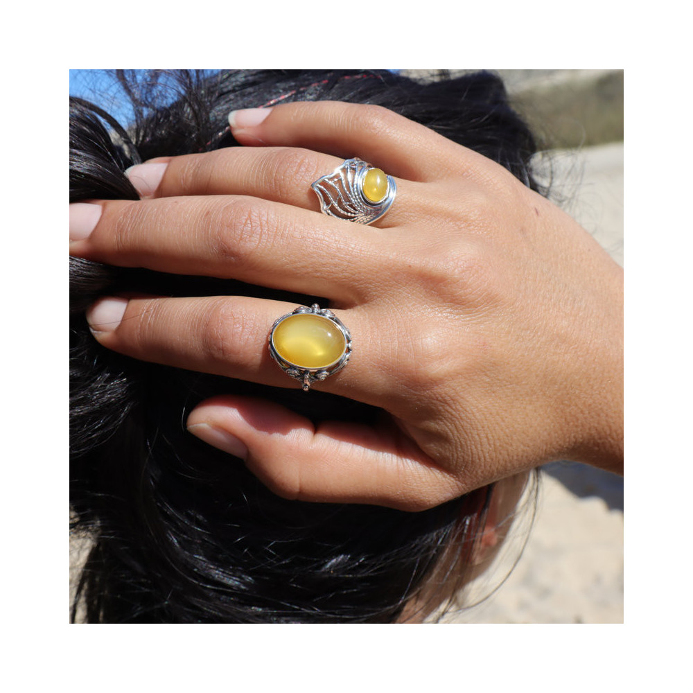 bague argent ambre jaune baltique