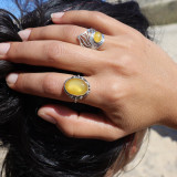 bague argent ambre jaune baltique