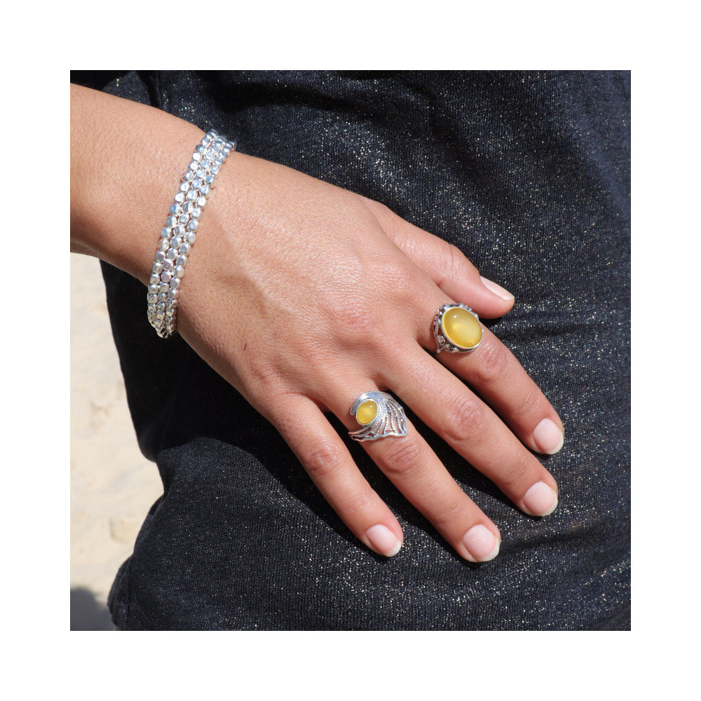 bague ambre et argent