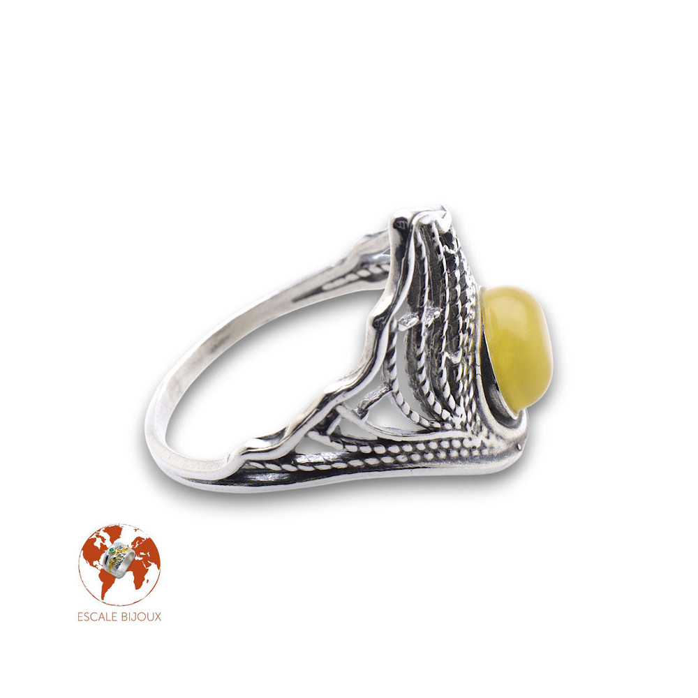 ambre bague argent