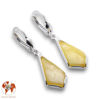 boucles d'oreilles ambre et argent