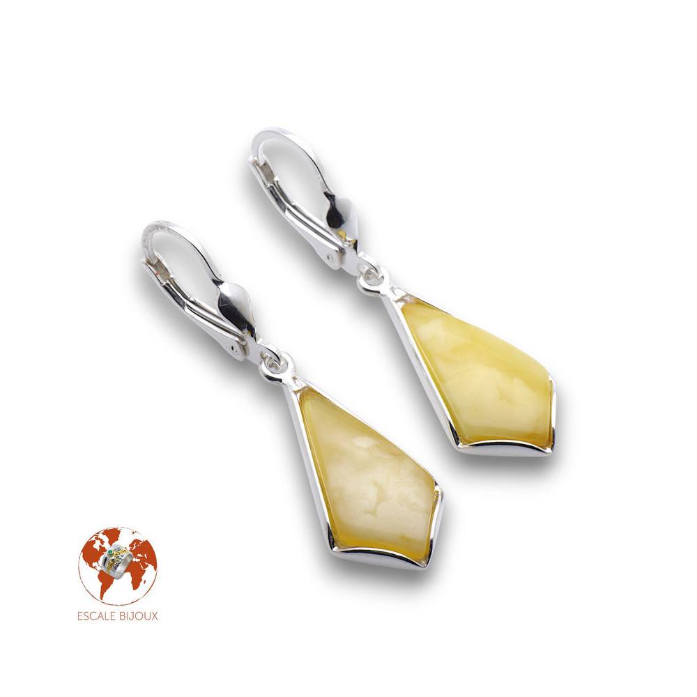 boucles d'oreilles ambre et argent