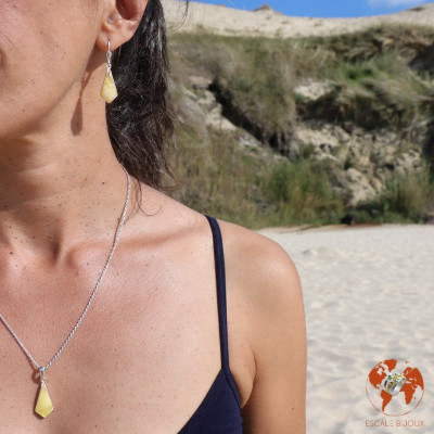 boucles d'oreilles pierre jaune