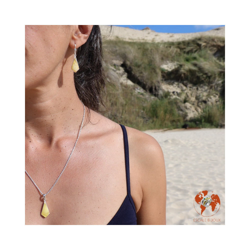 boucles d'oreilles pierre jaune