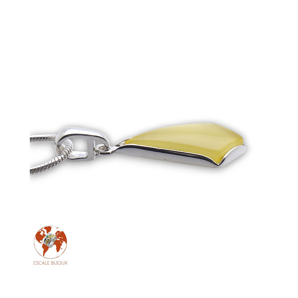 pendentif argent et ambre