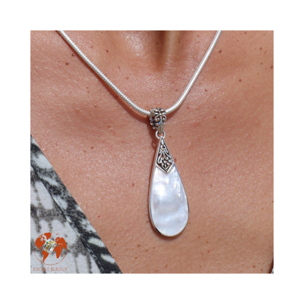 nacre blanche pendentif argent