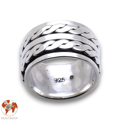 bague anneau large argent homme