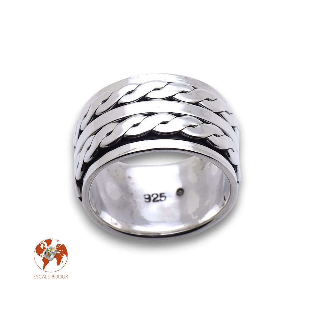 bague anneau large argent homme