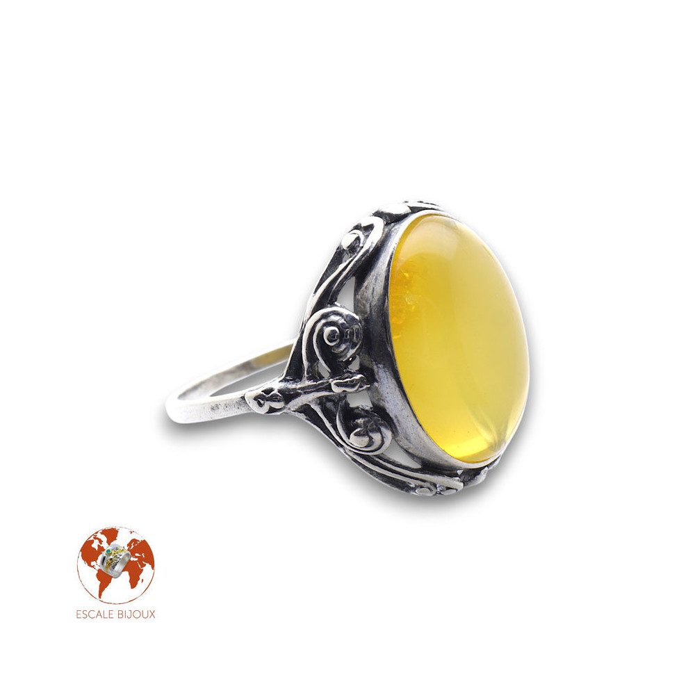 bague argent et ambre femme