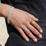 bague argent et ambre jaune