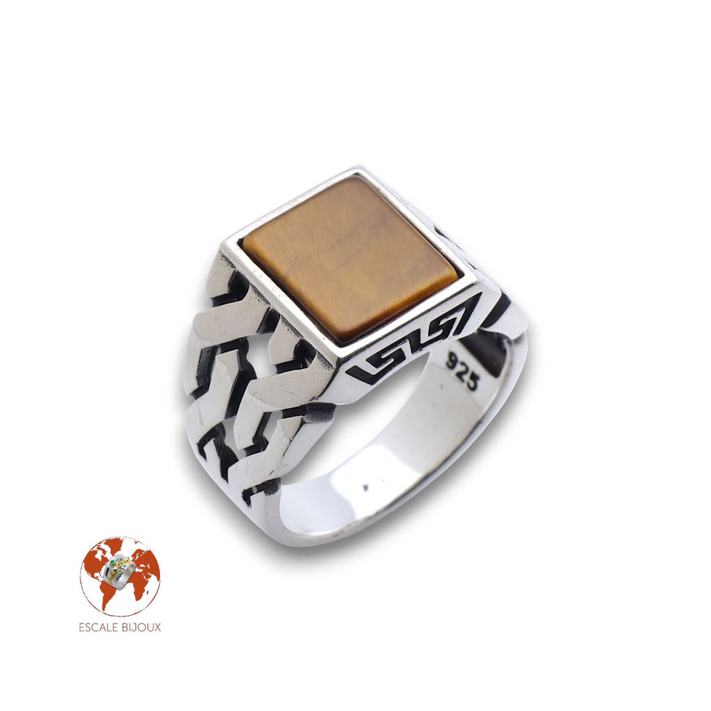 bague oeil de tigre homme