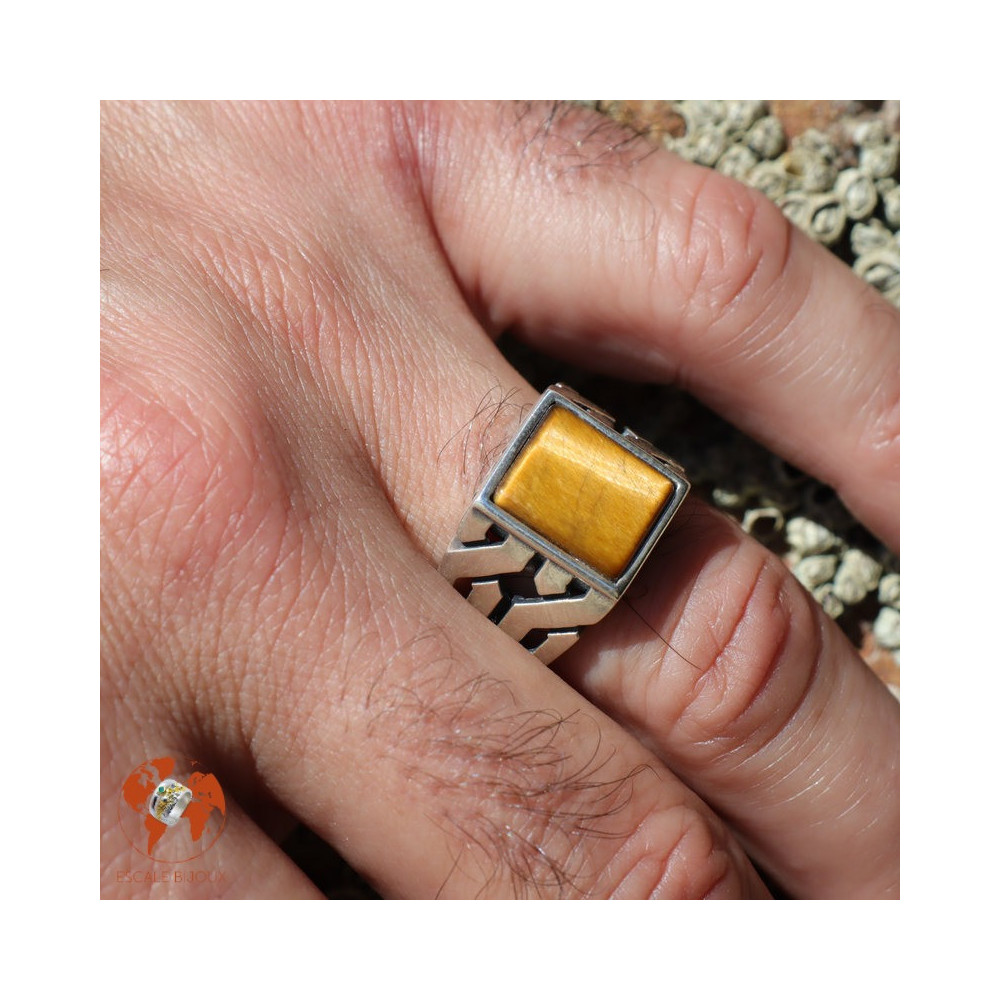 bague oeil de tigre argent