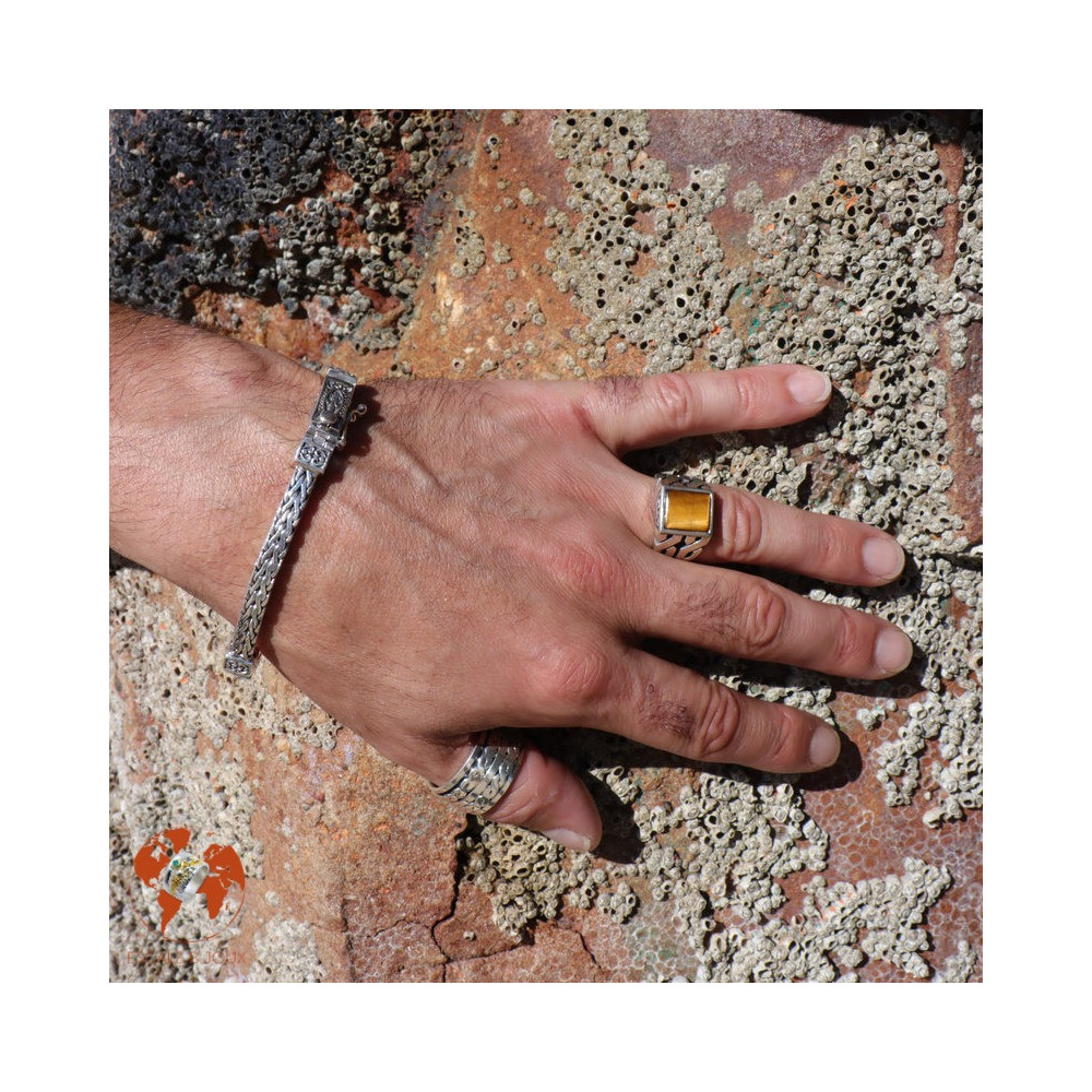 bague oeil de tigre pour homme
