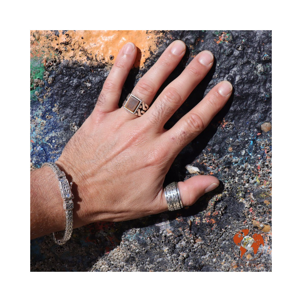 oeil de tigre bague homme