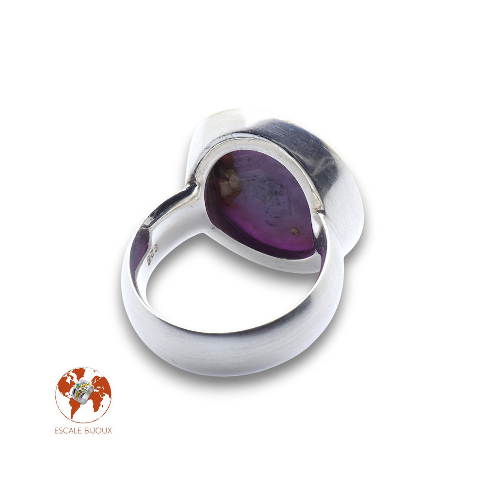 bague rubis or et argent