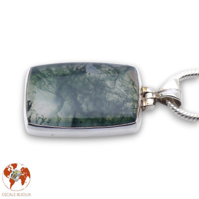 agate mousse pendentif argent