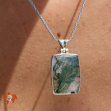 agate mousse pendentif argent
