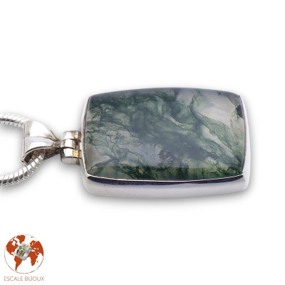 pendentif agate mousse argent