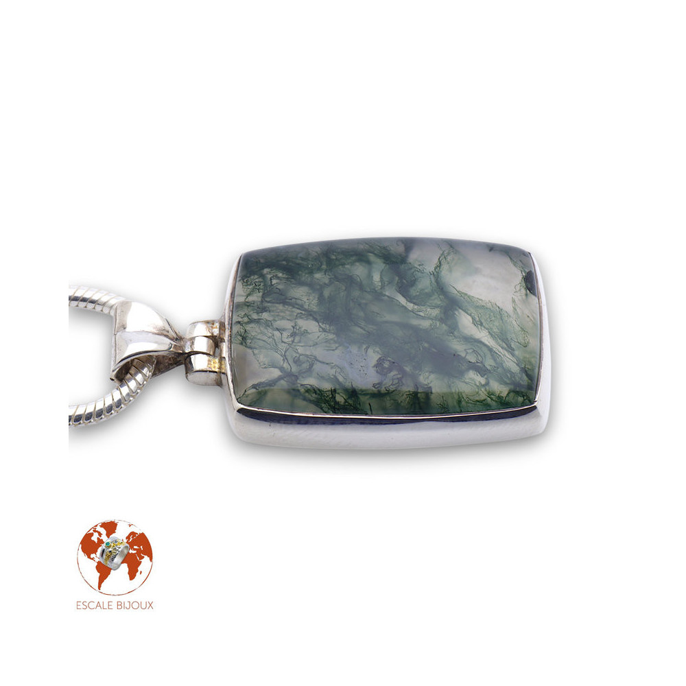 pendentif agate mousse argent