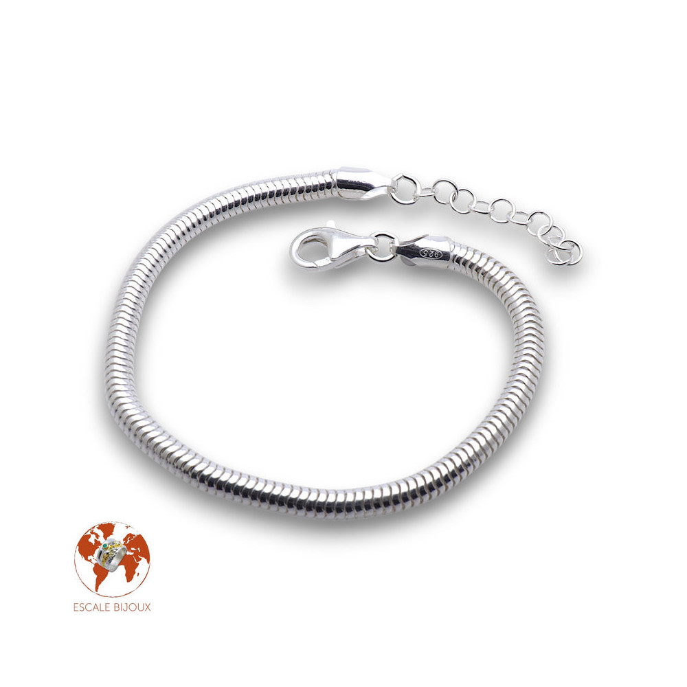 bracelet argent snake creux homme