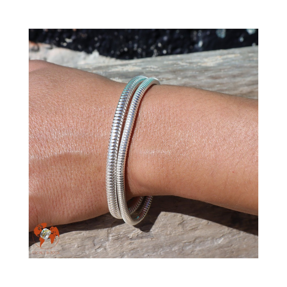 bracelet argent serpent creux