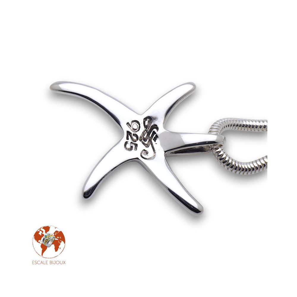 pendentif étoile de mer argent et nacre